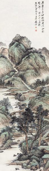  乙巳（1905）年作 层峦雨过 立轴 设色纸本