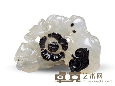 清 玛瑙巧雕福寿挂件 长4.4cm;宽3cm