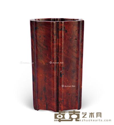 清 樱木葵口笔筒 高11.5cm;直径7.5cm