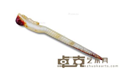  清 玉龙钮钗子 长13.3cm