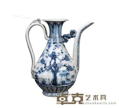 * 元 青花岁寒三友执壶 高17cm；直径6cm；底径6cm