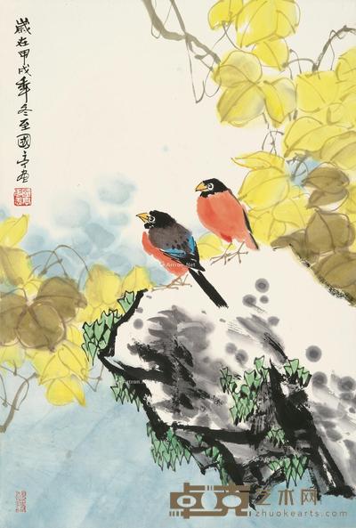 花鸟 立轴 设色纸本 68×45cm