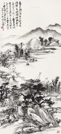  己卯（1939年）作 秋山过雨 立轴 水墨纸本
