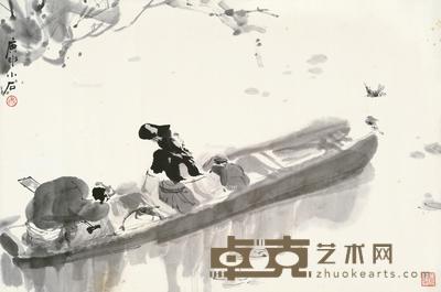 泛舟 镜片 水墨纸本 44×68cm