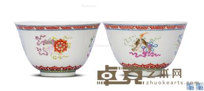 清乾隆 粉彩脂八宝纹碗 (一对) 直径10.5cm×2