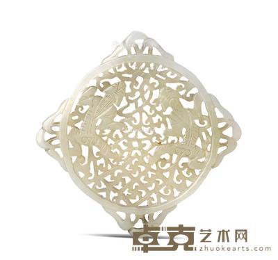 明 玉雕双龙四角珮 长4.7cm;宽4.6cm