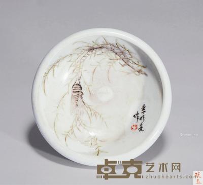  民国 李明亮彩瓷水盂 直径8.5cm；高2.5cm