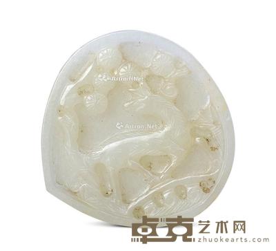 明 玉雕松鹿牌 长4.7cm;宽4.7cm