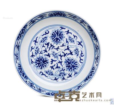 清光绪 青花缠枝莲纹盘 直径16cm