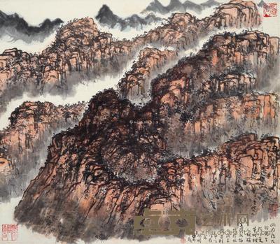 云霭峰峦图 立轴 设色纸本 44.5×51cm