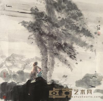 人物 镜片 设色纸本 71×72.5cm