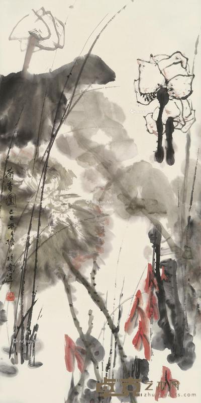 荷香图 立轴 设色纸本 96×47cm