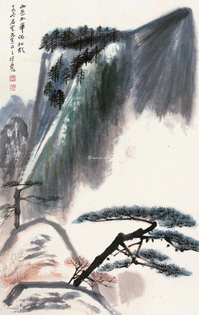  丁巳（1977）年作 西岳太华 镜片 设色纸本