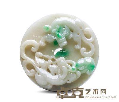 清 翡翠雕双龙璧 直径5.4cm