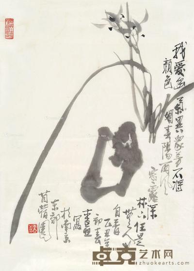  兰花 镜片 水墨纸本 68×47cm