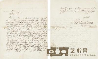  1847年4月4日作 门德尔松 逝世前论乐的亲笔信 26.5×21cm
