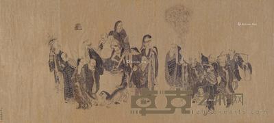 罗汉 镜片 水墨纸本 59×128.5cm