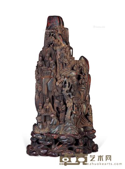 清 沉香雕香山九老山子摆件 长17cm;高30.5cm