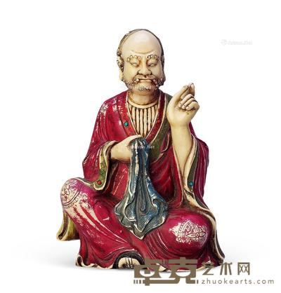清 寿山石雕罗汉像 高13.5cm