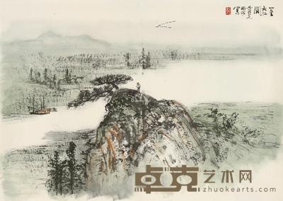  一望大江开 镜片 设色纸本 44×62cm