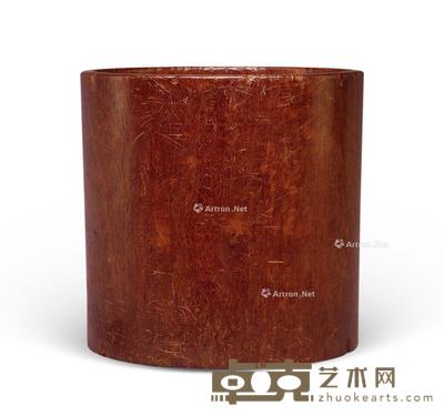 清 黄花梨素面笔海 高23cm;直径23.5cm