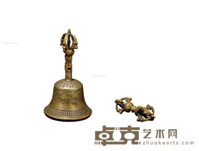 * 清 铜金刚杵 金刚铃 （一组两件） 长11.7cm；长17cm