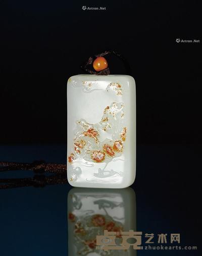 金秋揽胜 白玉牌 钤印:中鼎 55×33×18mm