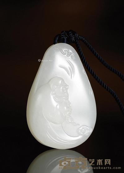 纳福 白玉牌 钤印:一户侯 50×34×14mm