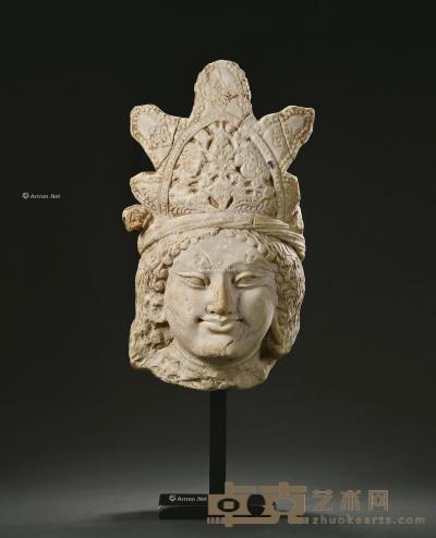  4世纪 大理石菩萨头像 高36cm