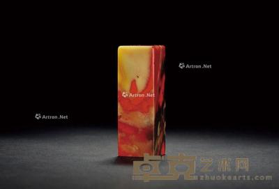 昌化刘关张鸡血石素方章 2.3×2.3×6.7cm