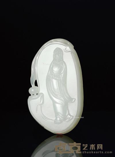 慈怀无量 白玉牌 钤印:志浩题识:理圆四德 50×30×11mm