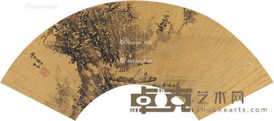 春江独钓图 扇页 水墨泥金纸本 48×15cm