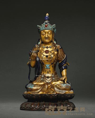 清 紫金釉药师佛坐像 高22cm