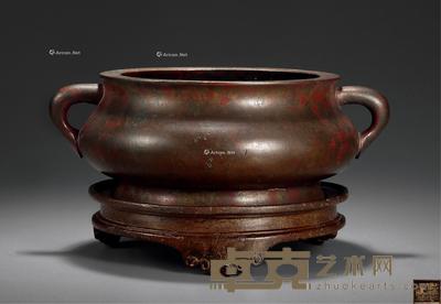 清 铜蚰龙耳炉 口径15.8cm;高11.6cm;重338g