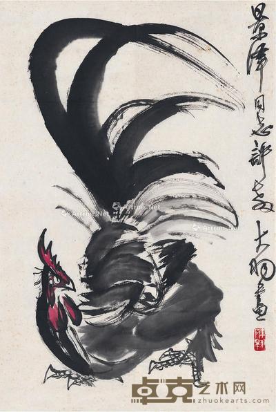 雄鸡图 画心 设色纸本 69.5×45.5cm