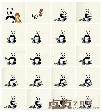 《熊猫的故事》动画赛璐璐片 (二十帧) 纸本 赛璐璐片 22.5×26cm×20