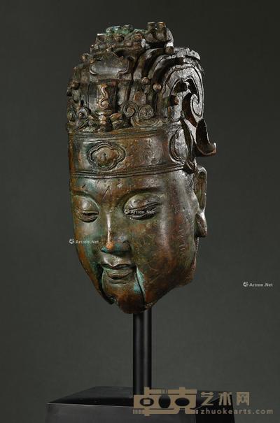 明 铜文官头像 高37cm