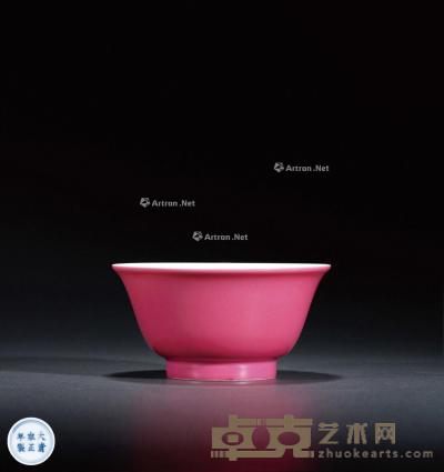  清雍正 胭脂红釉碗 口径11cm
