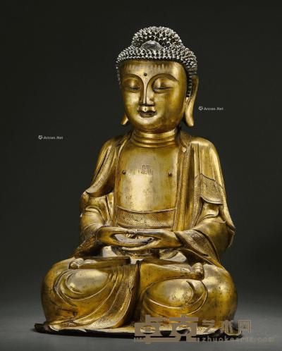  明 铜鎏金阿弥陀佛坐像 高50cm