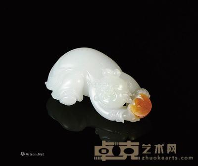 招财童子 白玉把件 钤印:浩 57×35×21mm