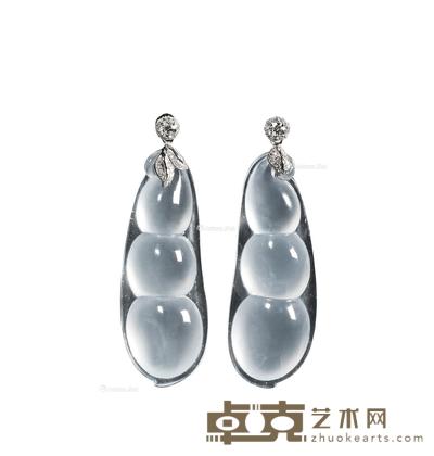 “好事成双”金镶冰种翡翠配钻石吊坠 (一组) --