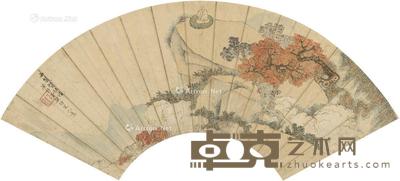 山中坐禅图 扇页 设色纸本 49.5×16.5cm