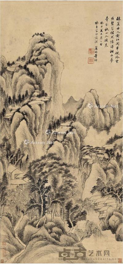 1793年作 秋山云树图 立轴 水墨纸本 123×57.5cm