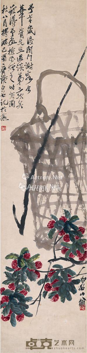 得利图 立轴 设色纸本 134.5×33cm