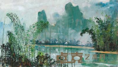 1978年作 漓江新篁 木板 油画 31×55cm