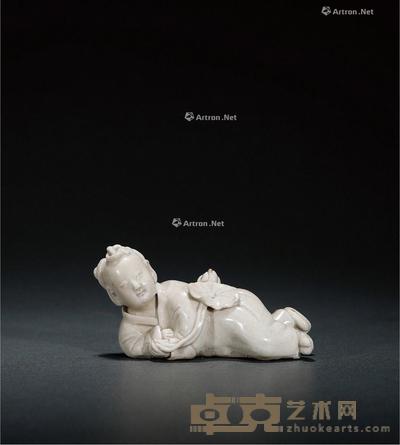 宋 影青持莲童子 高5.5cm;长11.2cm