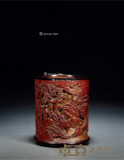 清 竹雕八仙人物笔筒 高15.3cm;直径13.5cm