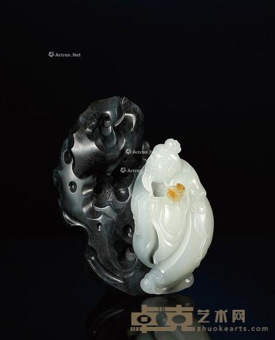 米芾拜石 青花摆件 钤印:浩 69×52×24mm