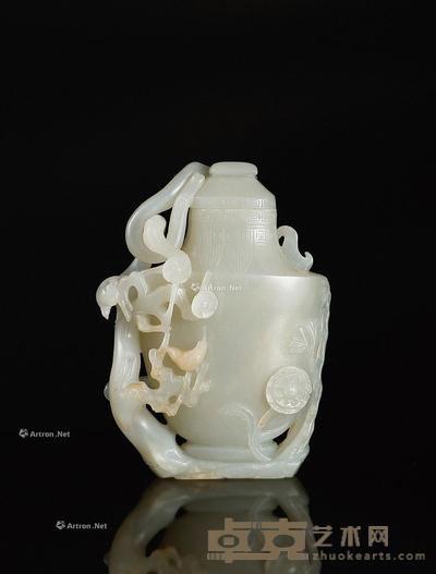 清·白玉喜相逢瓶 高11.2cm