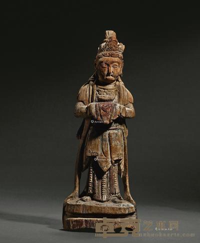 清 木胎龙女立像 高23.5cm